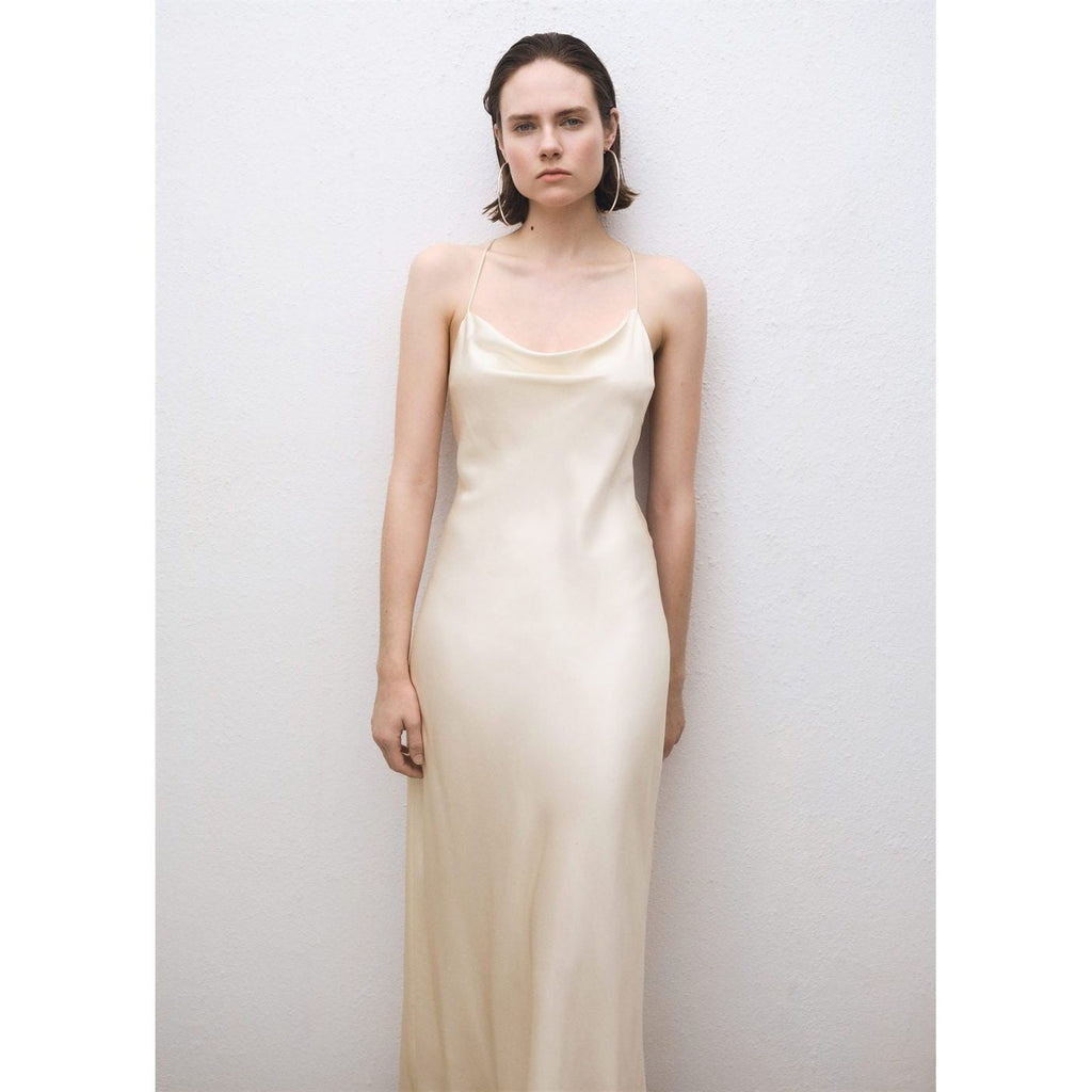 Robe Soie Encolure Drapée