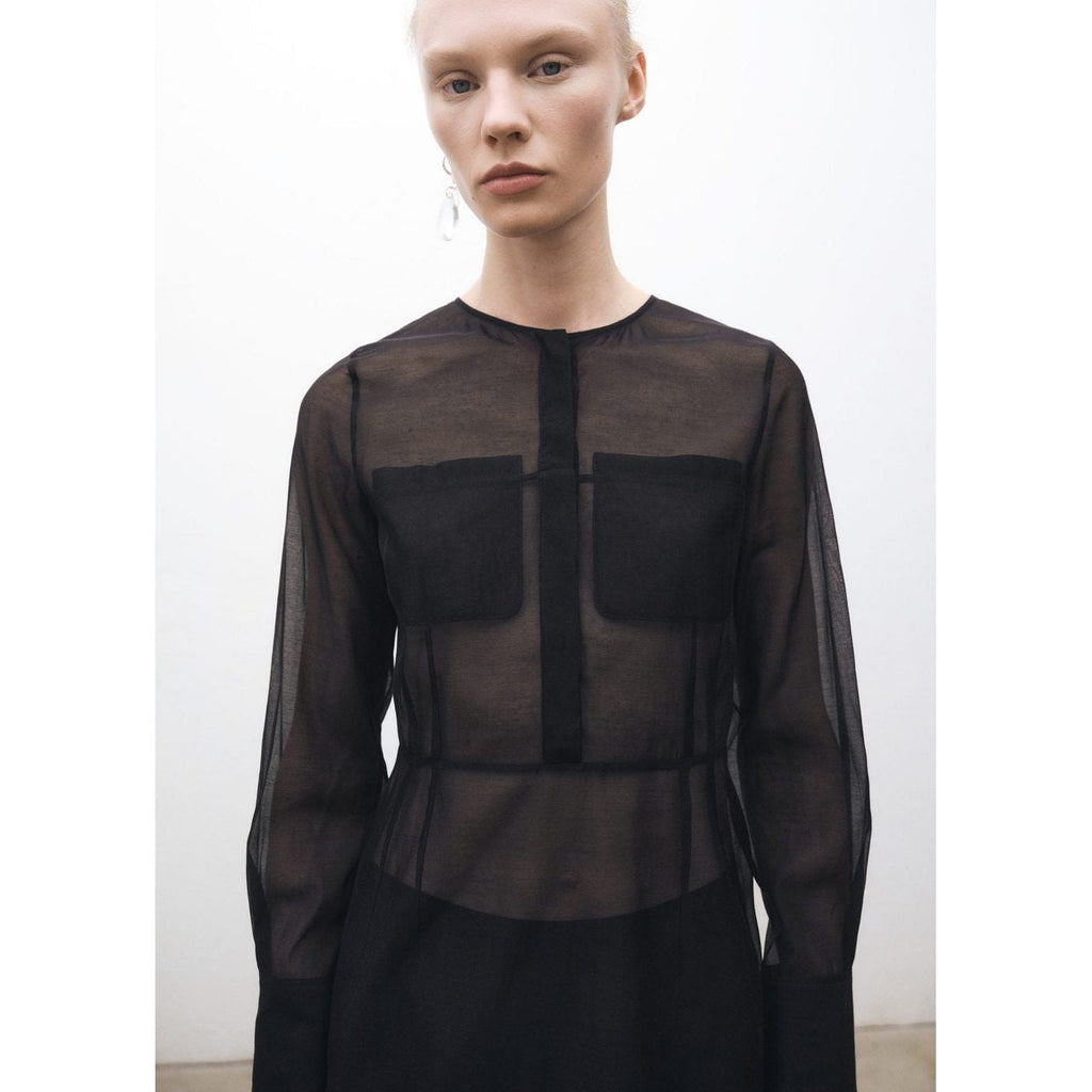 Robe Midi Semi-Transparente En Soie Mélangée