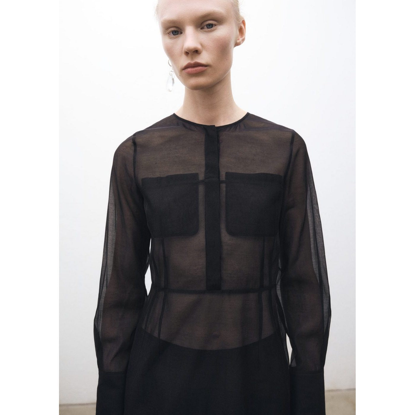 Robe Midi Semi-Transparente En Soie Mélangée