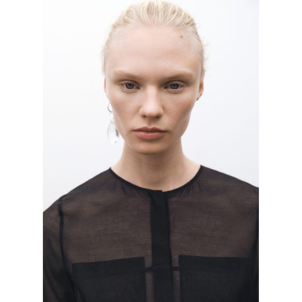 Robe Midi Semi-Transparente En Soie Mélangée