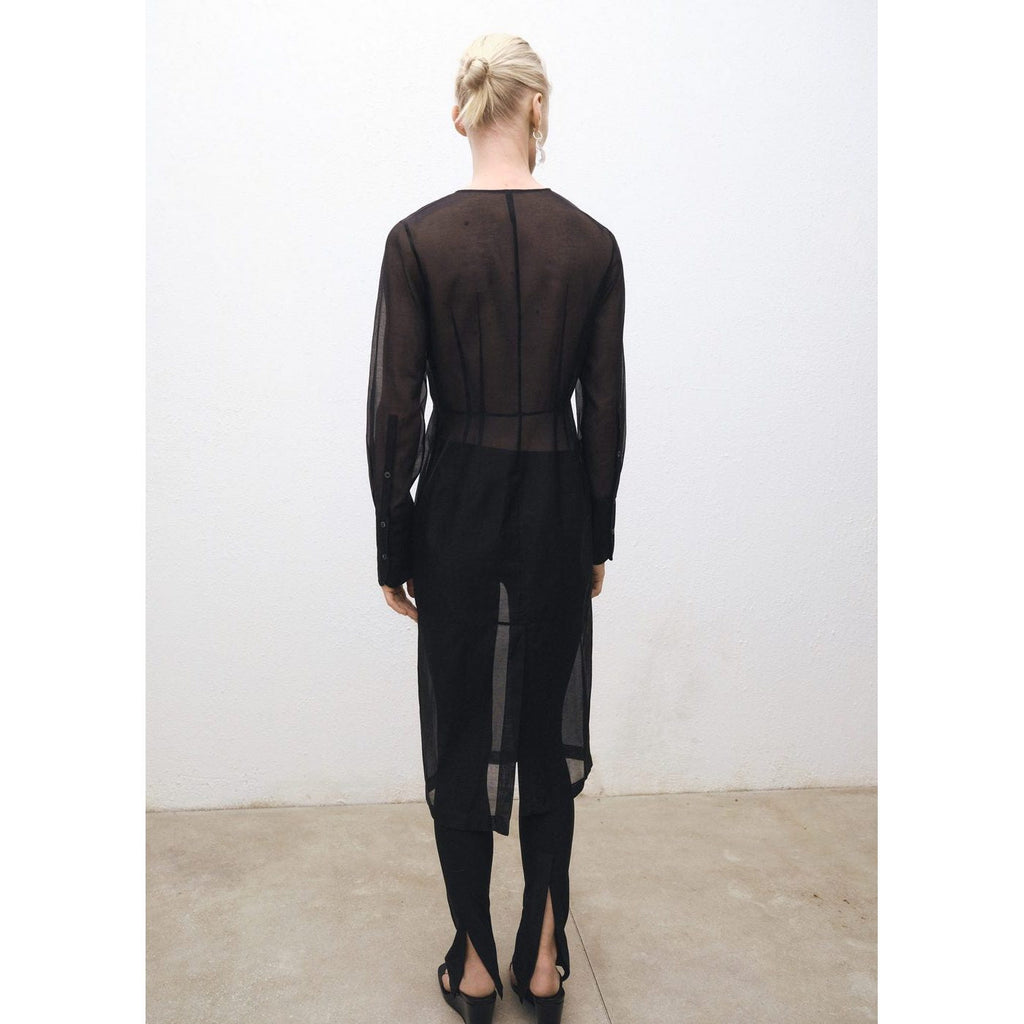 Robe Midi Semi-Transparente En Soie Mélangée