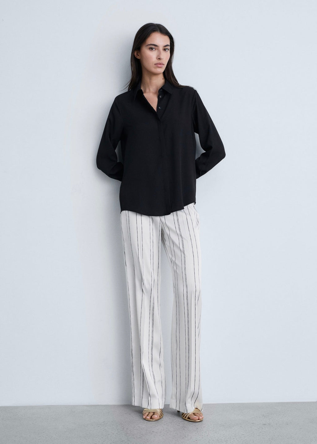 Pantalon Droit À Rayures