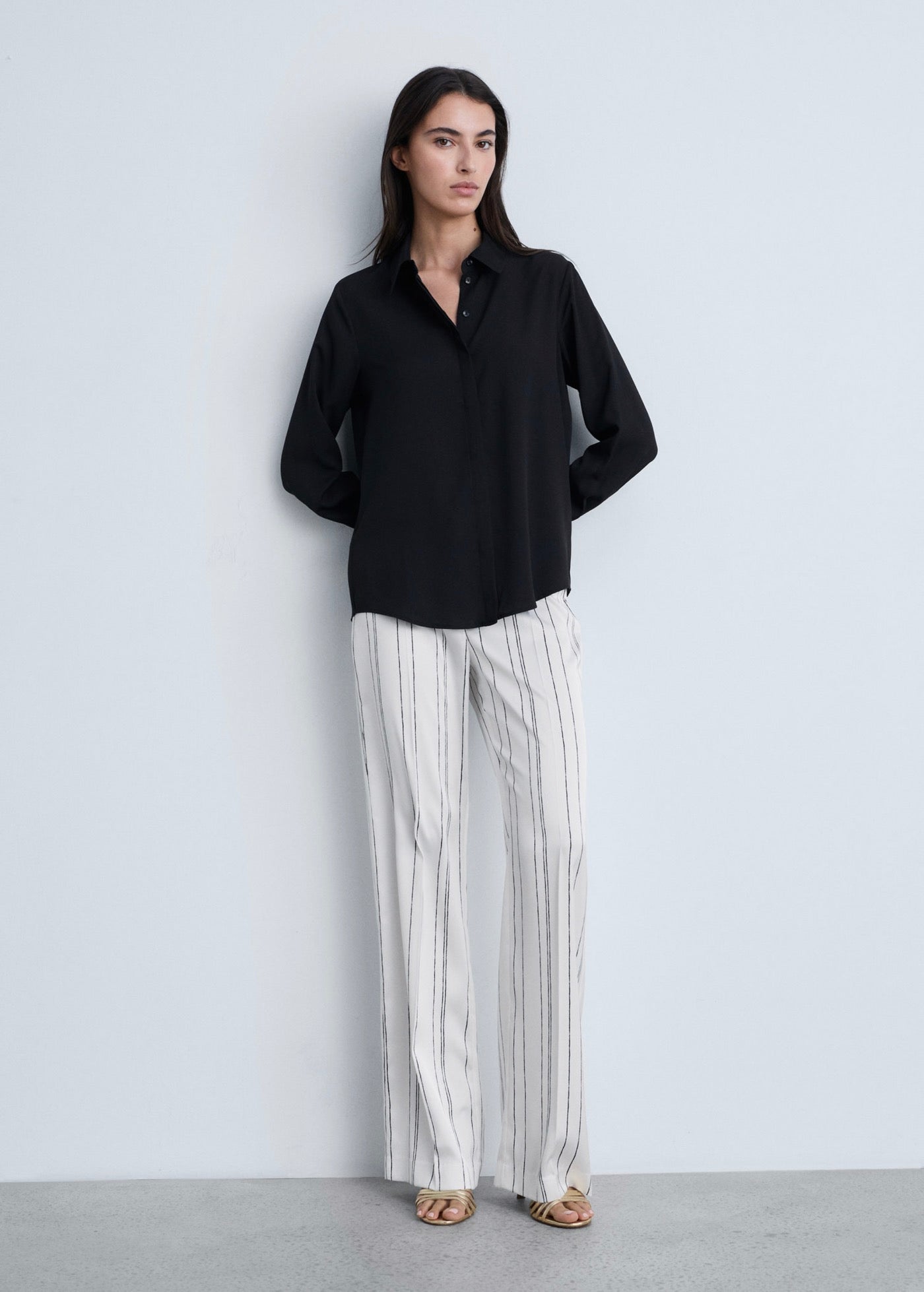 Pantalon Droit À Rayures