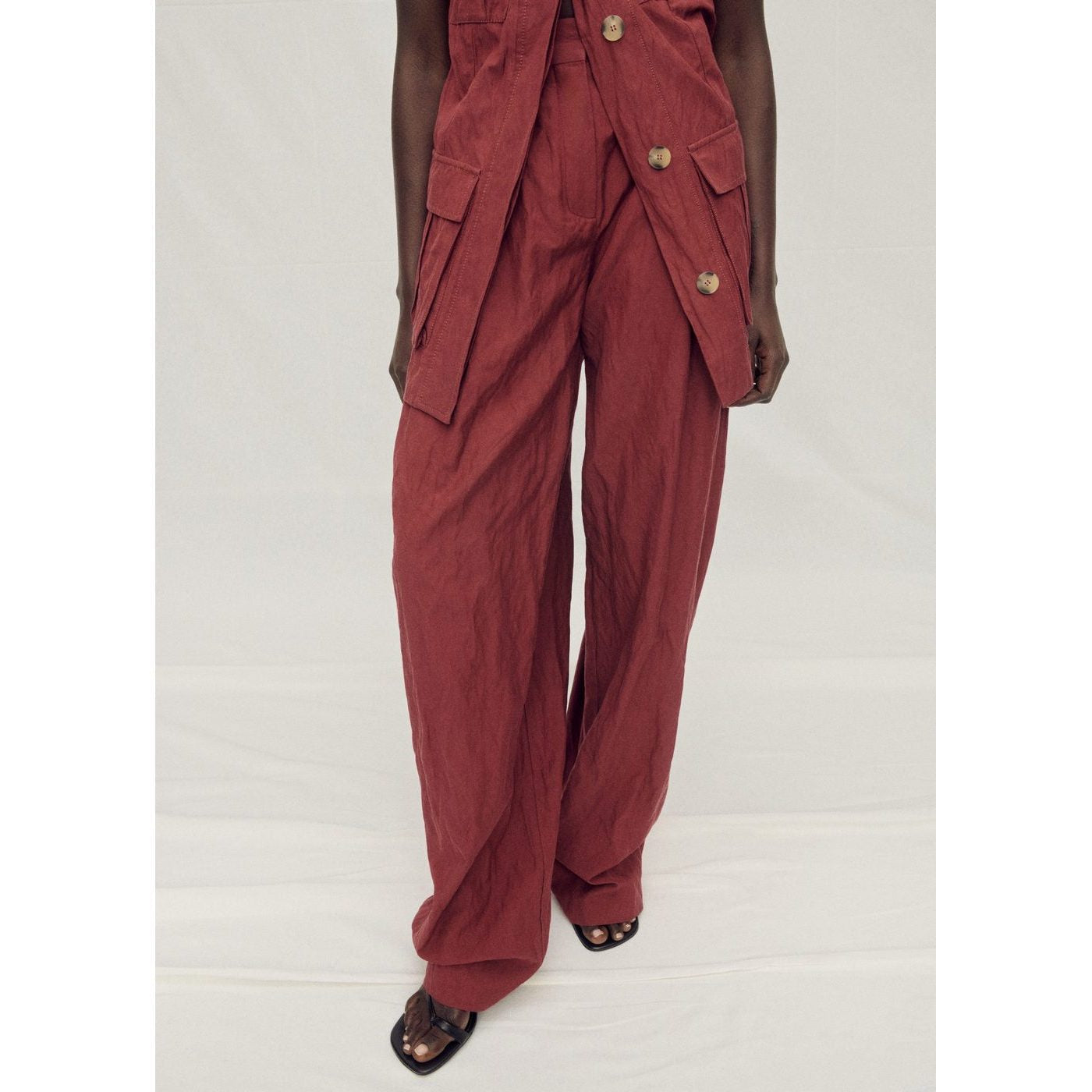 Pantalon Costume Wideleg Effet Froissé