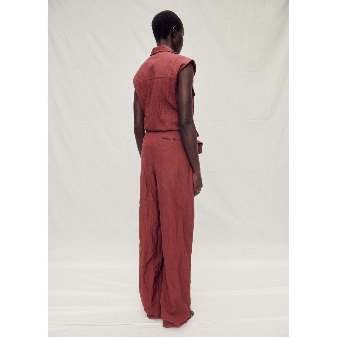 Pantalon Costume Wideleg Effet Froissé