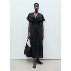 Robe Longue En Lin Avec Empiècement Froncé