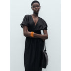 Robe Longue En Lin Avec Empiècement Froncé