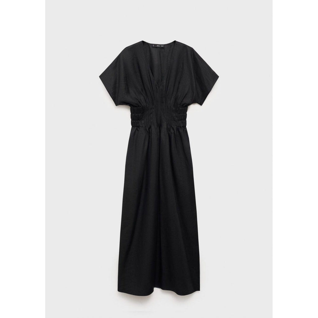 Robe Longue En Lin Avec Empiècement Froncé