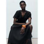 Robe Longue En Lin Avec Empiècement Froncé