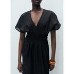 Robe Longue En Lin Avec Empiècement Froncé