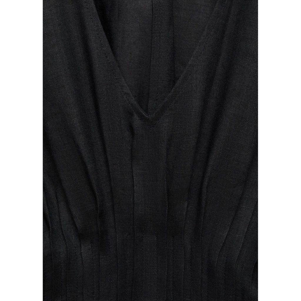 Robe Longue En Lin Avec Empiècement Froncé