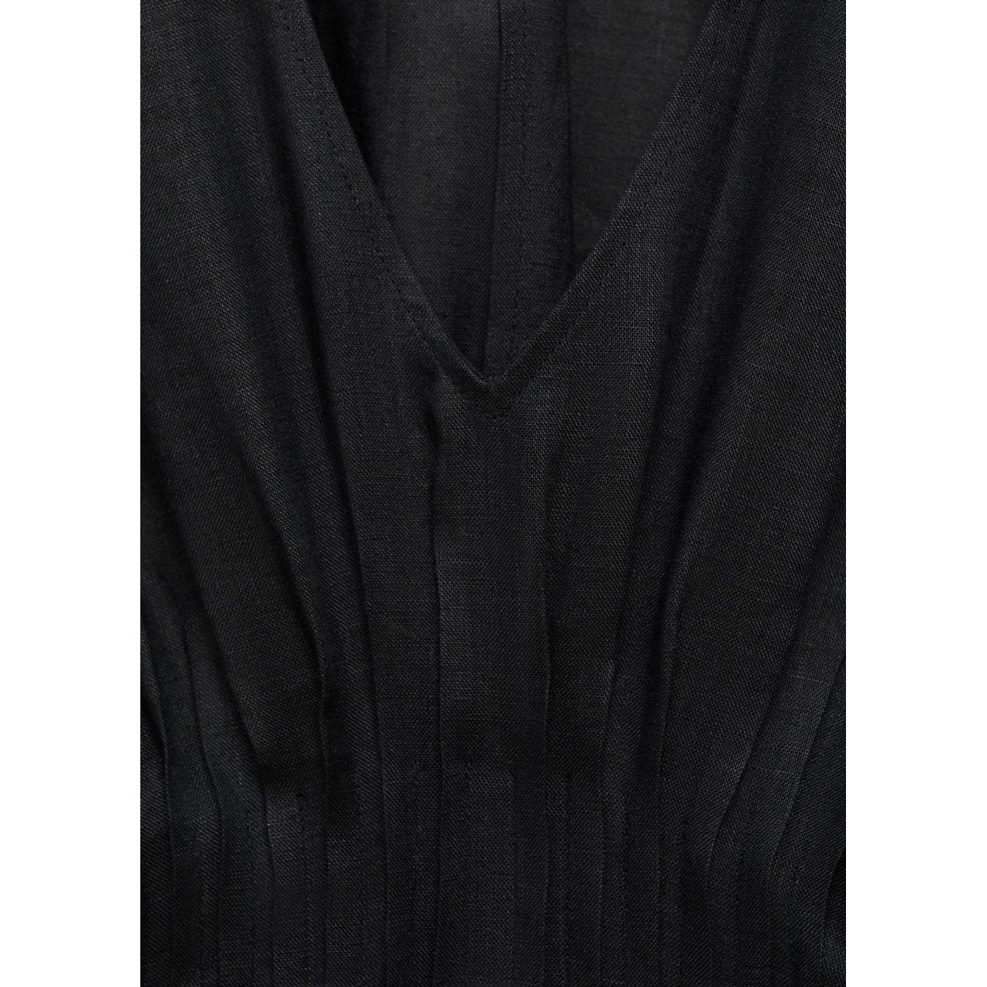 Robe Longue En Lin Avec Empiècement Froncé