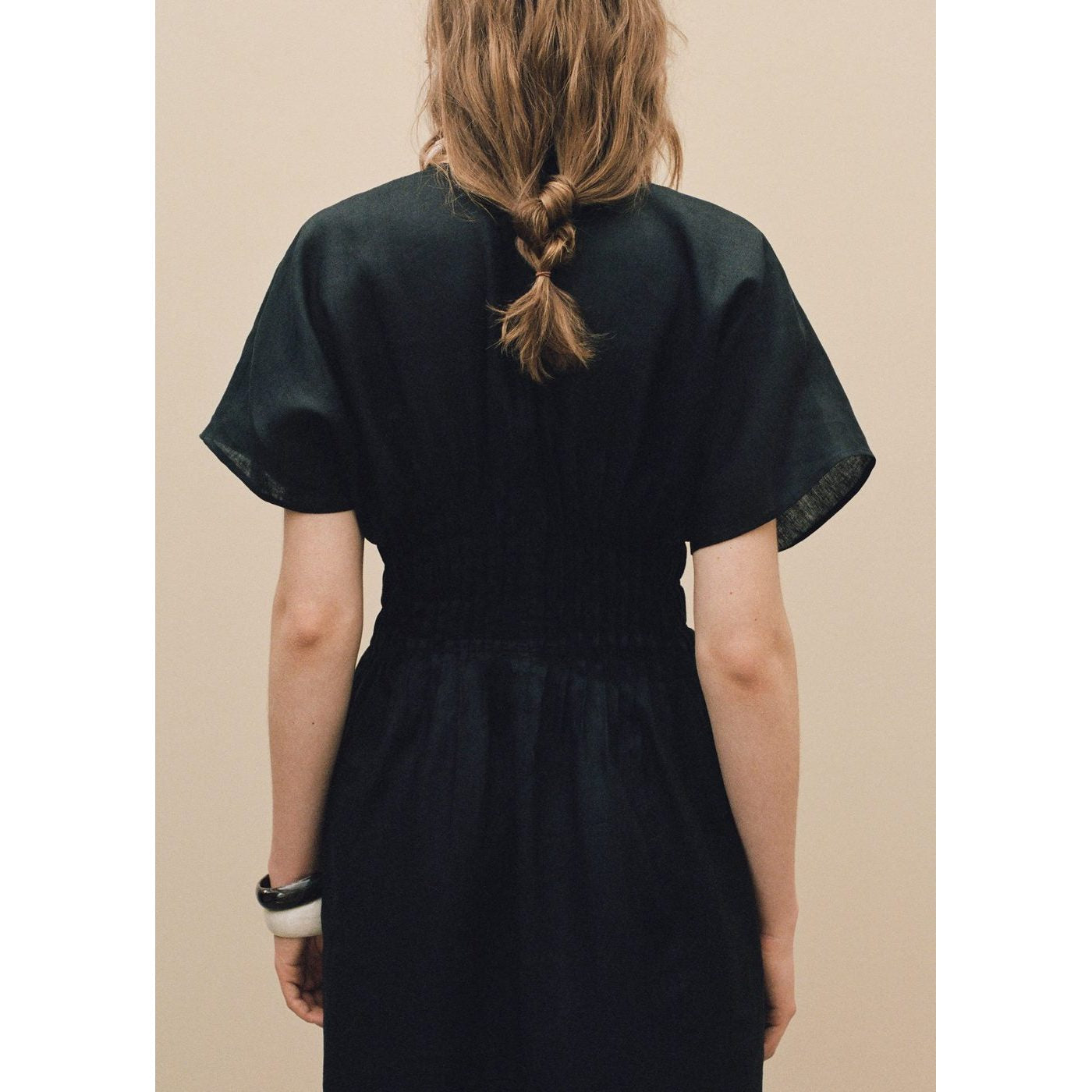 Robe Longue En Lin Avec Empiècement Froncé