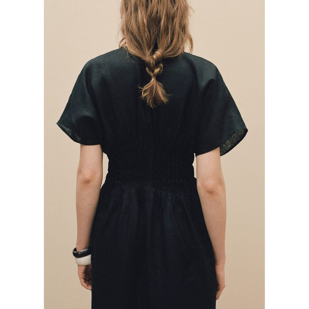 Robe Longue En Lin Avec Empiècement Froncé