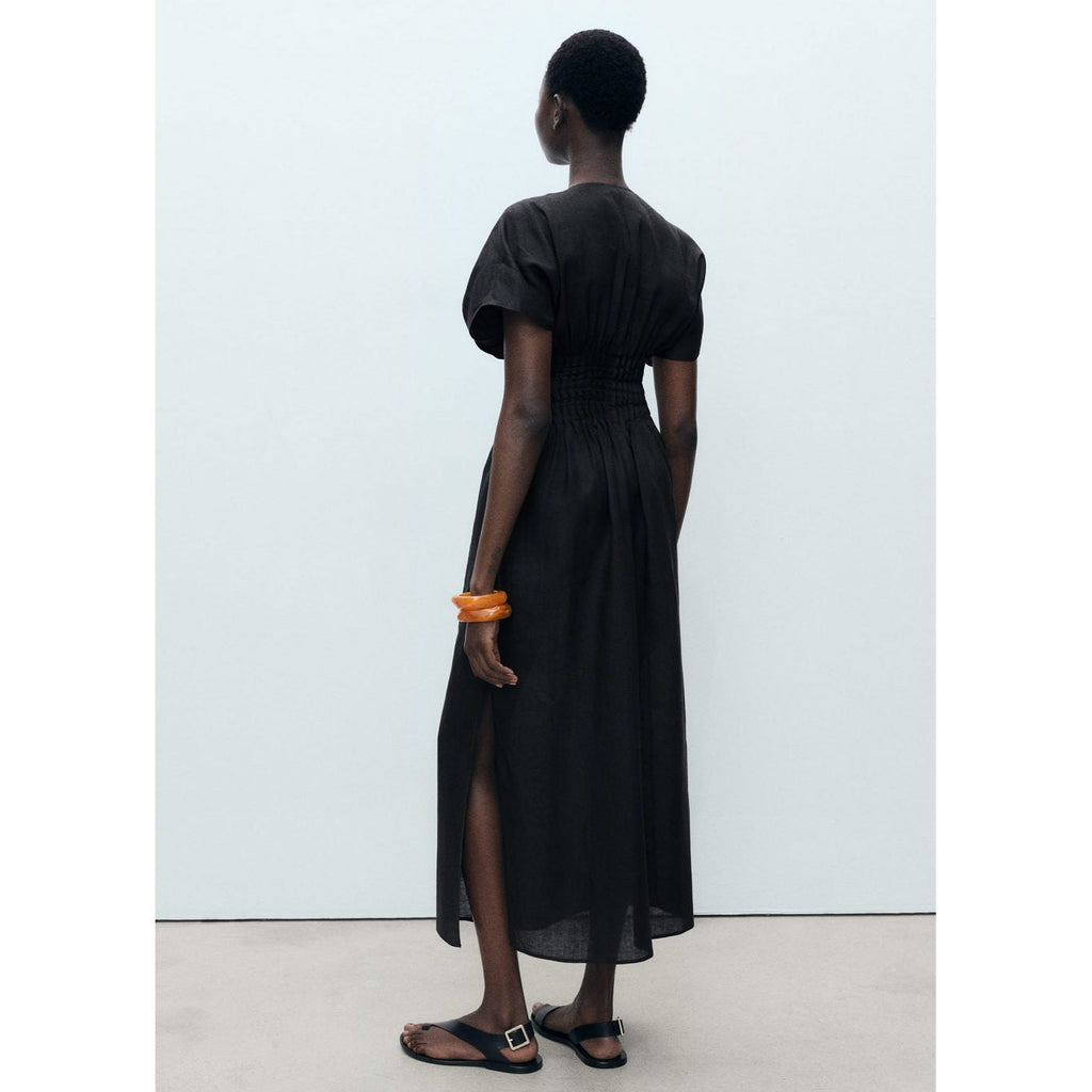 Robe Longue En Lin Avec Empiècement Froncé