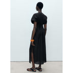 Robe Longue En Lin Avec Empiècement Froncé