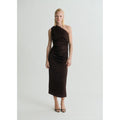 Robe Asymétrique Satinée Avec Fronce Latérale