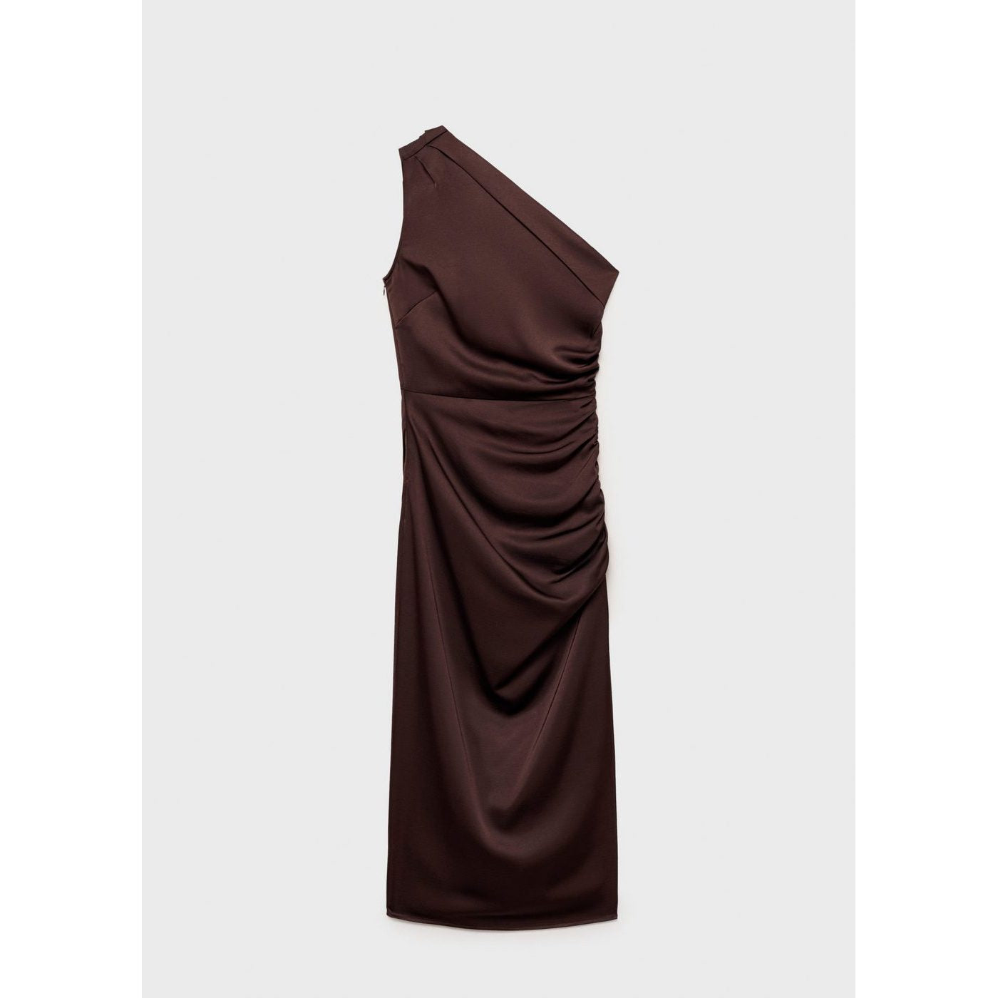 Robe Asymétrique Satinée Avec Fronce Latérale