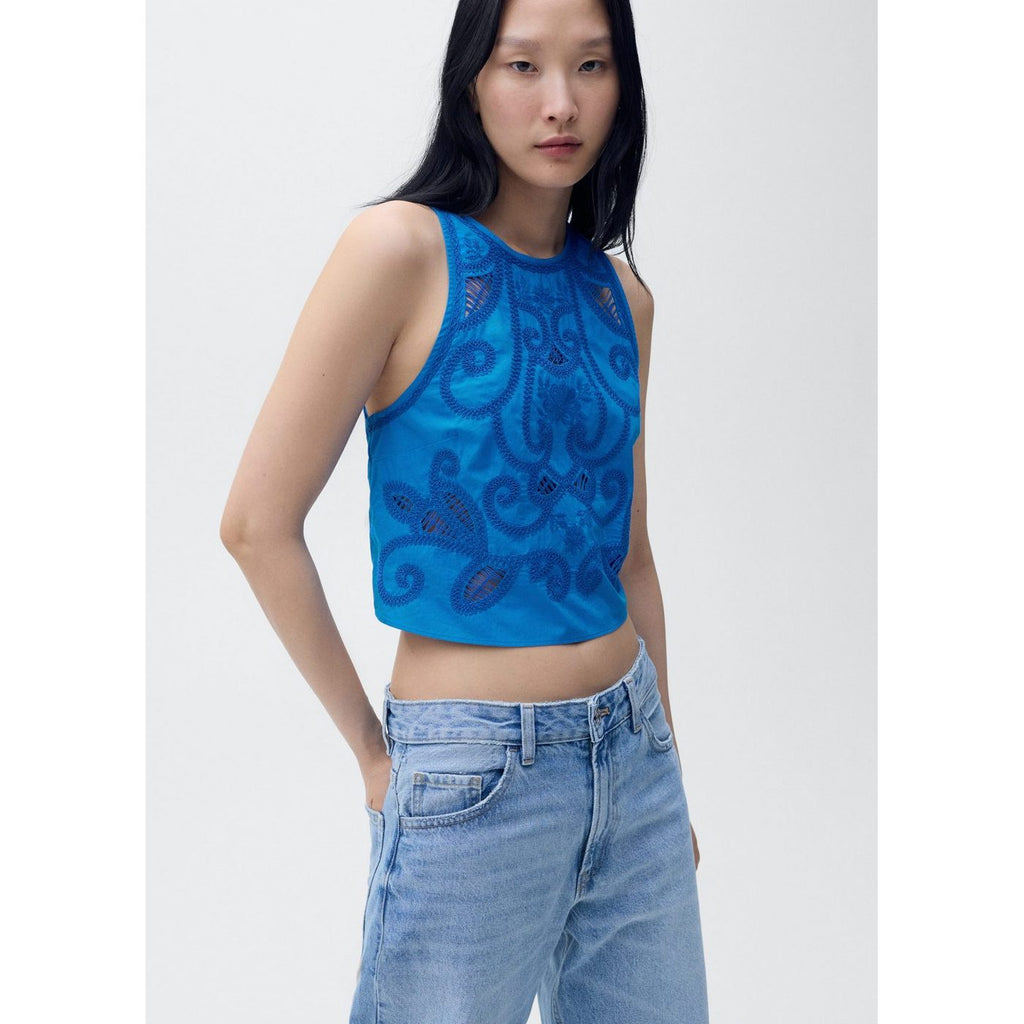 Top Brodé En Coton