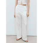 Pantalon Droit Coton Brodé