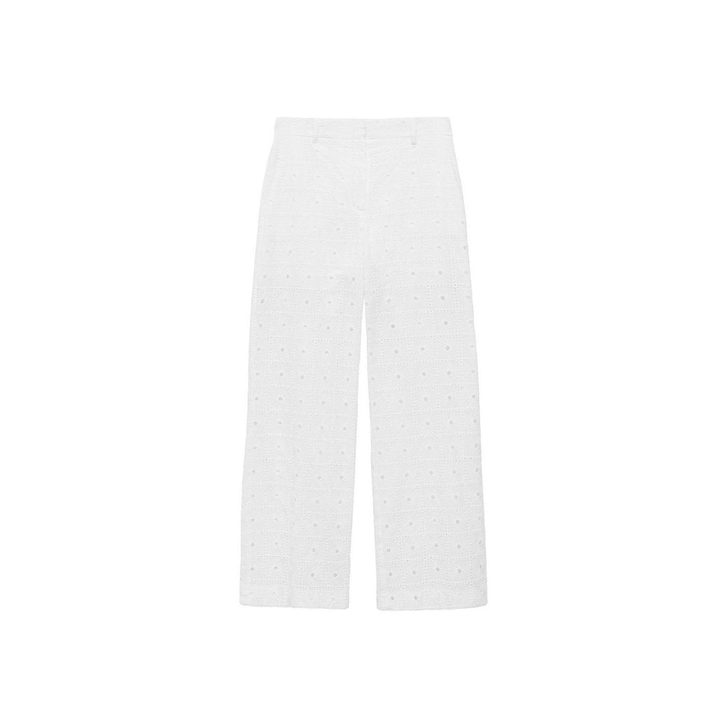 Pantalon Droit Coton Brodé