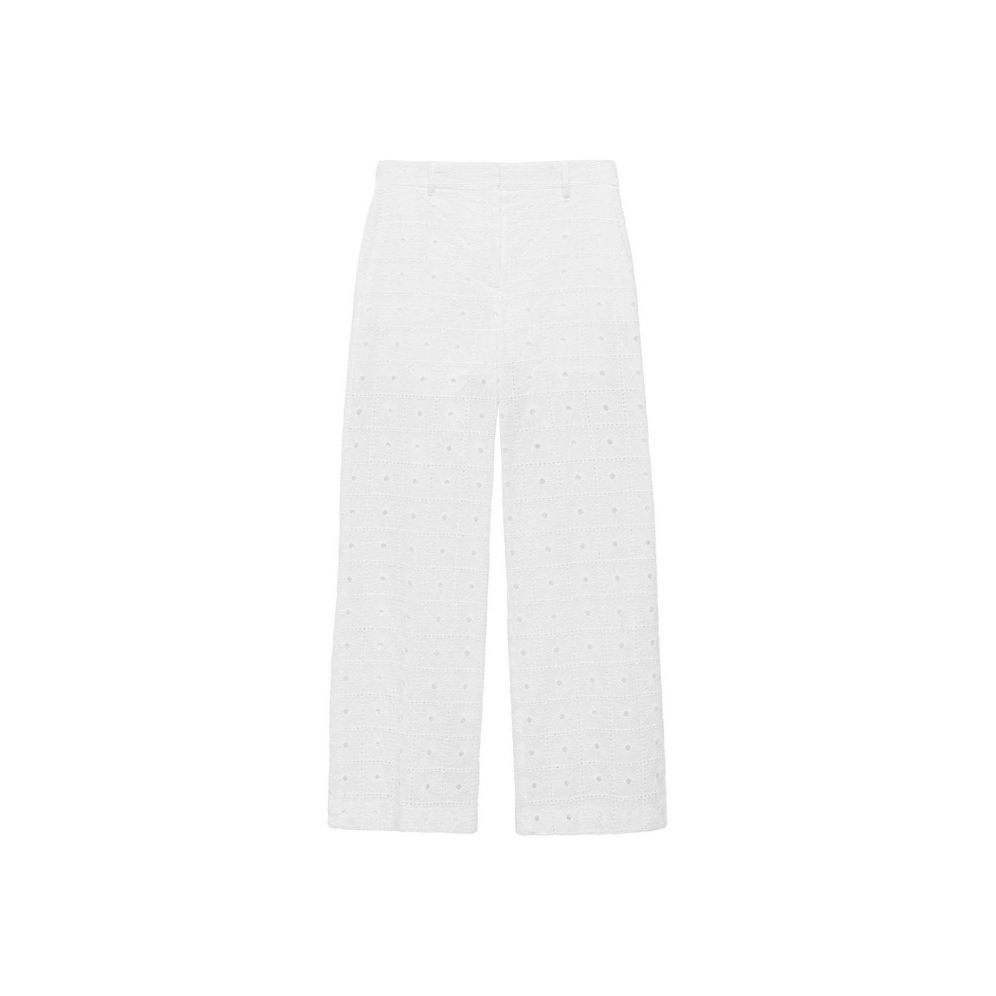 Pantalon Droit Coton Brodé