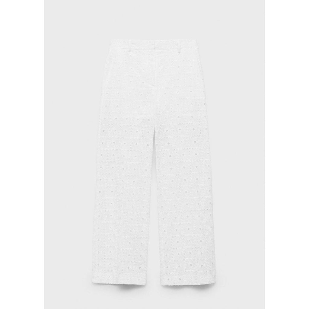 Pantalon Droit Coton Brodé