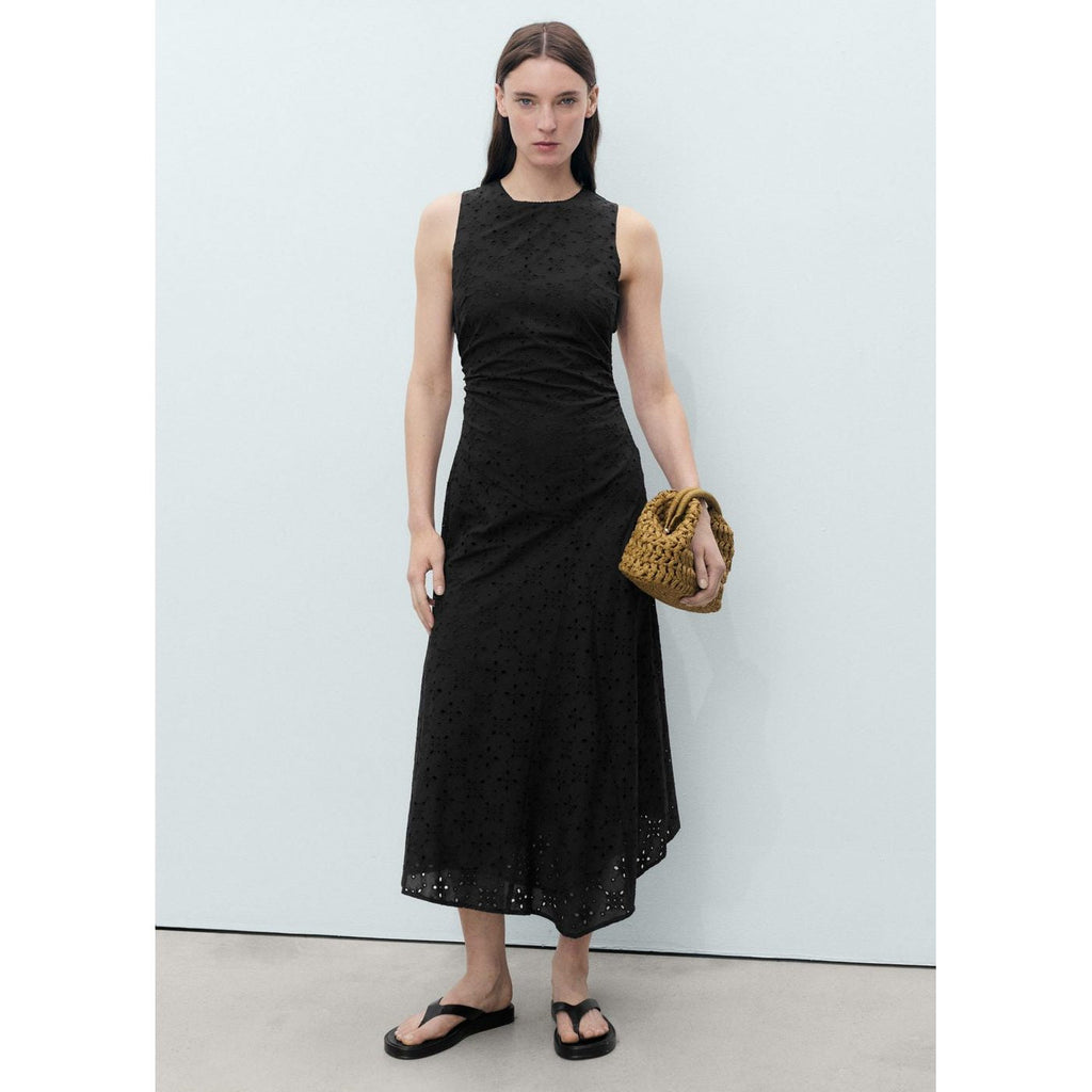 Robe Midi À Motifs Brodés Ajourés