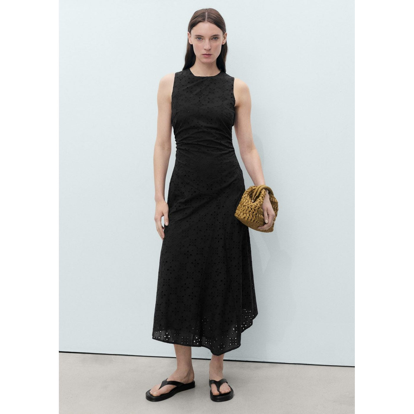 Robe Midi À Motifs Brodés Ajourés