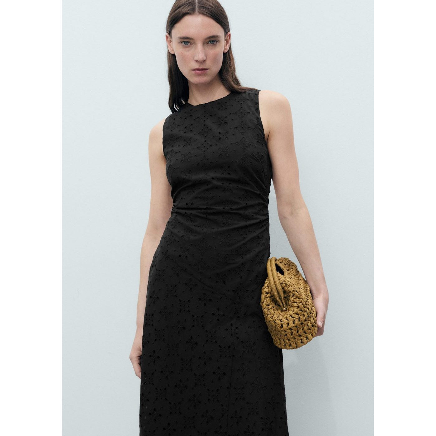 Robe Midi À Motifs Brodés Ajourés