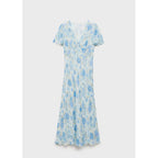 Robe Midi À Fleurs Et Manches Courtes