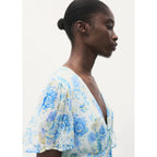 Robe Midi À Fleurs Et Manches Courtes