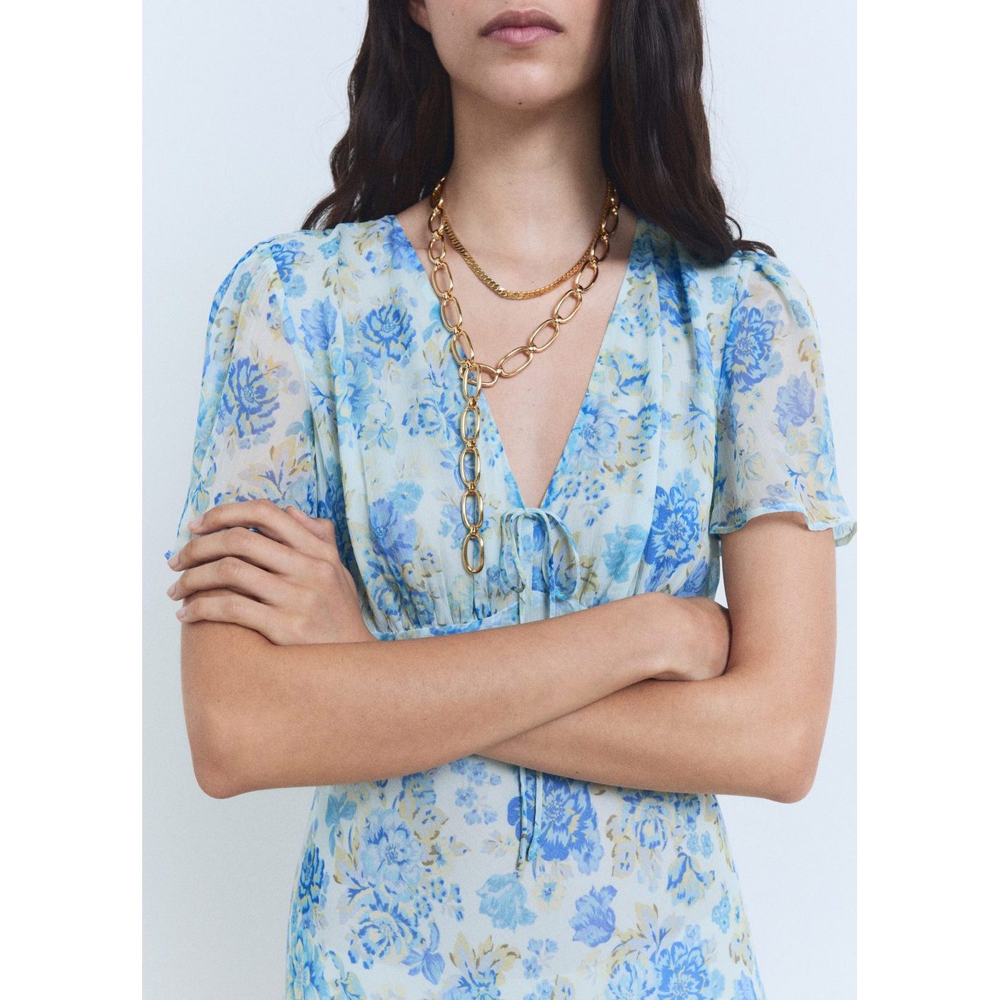 Robe Midi À Fleurs Et Manches Courtes