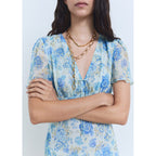 Robe Midi À Fleurs Et Manches Courtes