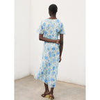 Robe Midi À Fleurs Et Manches Courtes