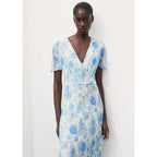 Robe Midi À Fleurs Et Manches Courtes