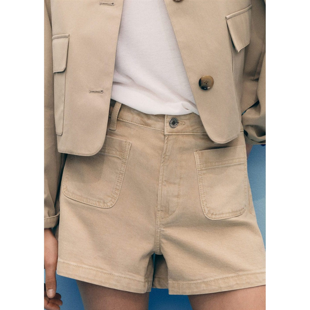 Short En Jean Taille Haute Avec Poches