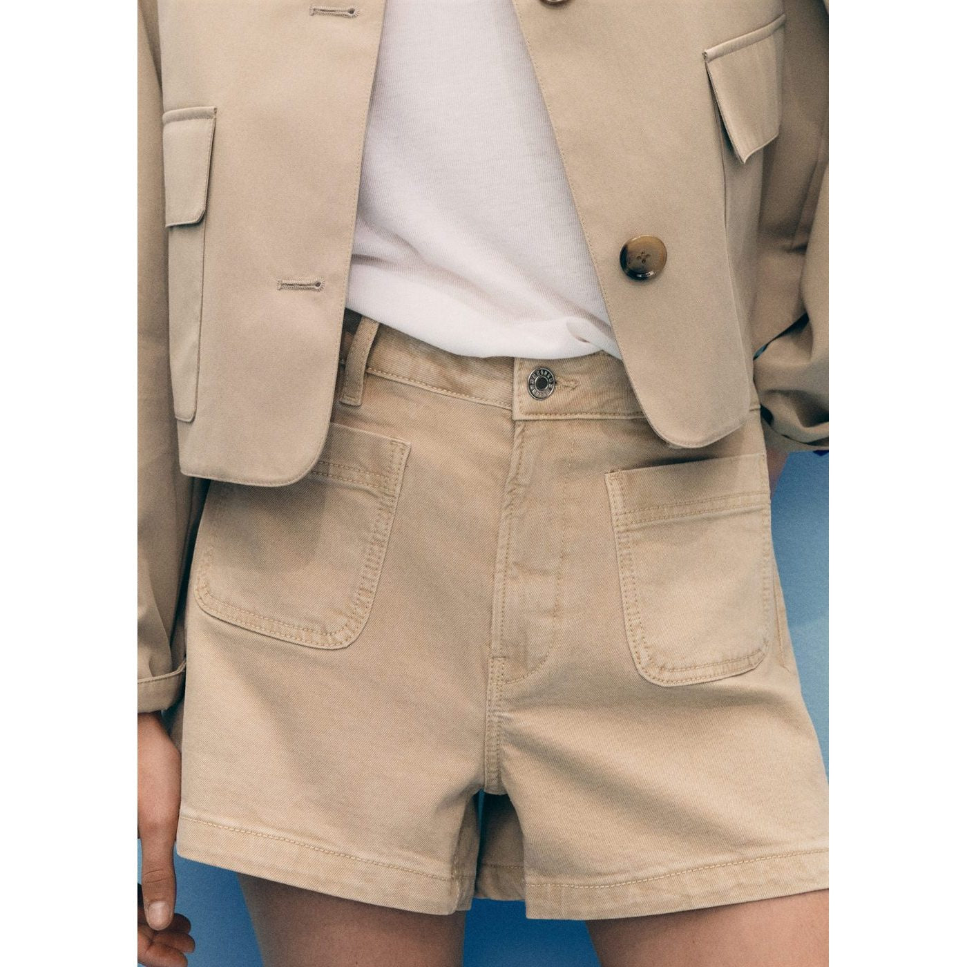 Short En Jean Taille Haute Avec Poches