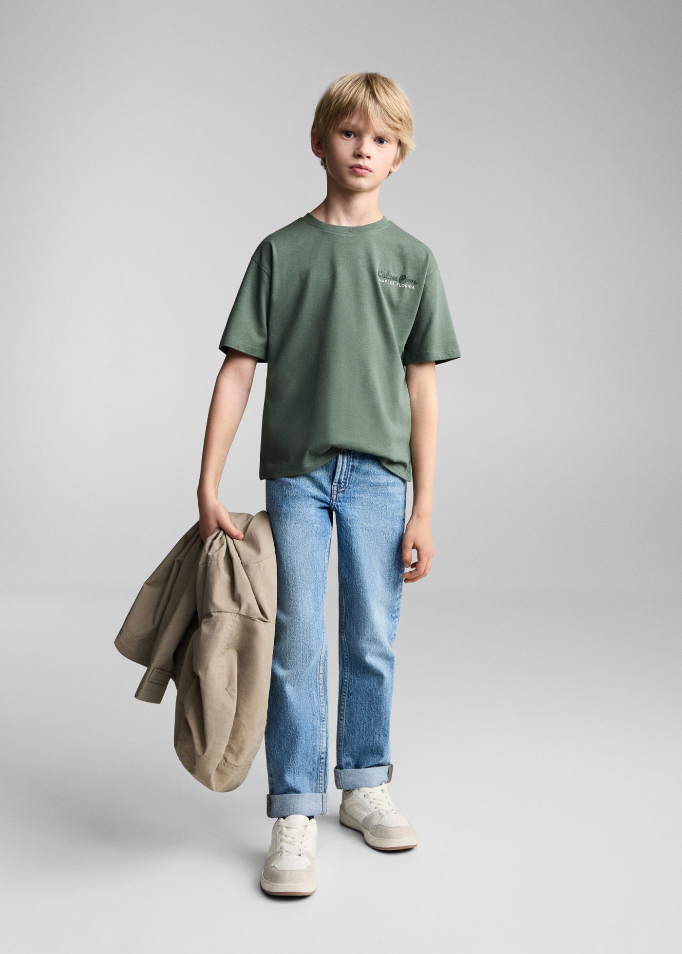 T-Shirt Imprimé En Mélange De Coton - Verde - Garçon