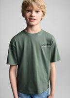 T-Shirt Imprimé En Mélange De Coton - Verde - Garçon