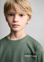 T-Shirt Imprimé En Mélange De Coton - Verde - Garçon