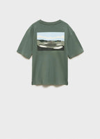 T-Shirt Imprimé En Mélange De Coton - Verde - Garçon