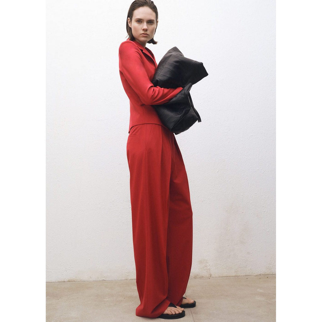 Pantalon Costume Wideleg Laine Mélangée