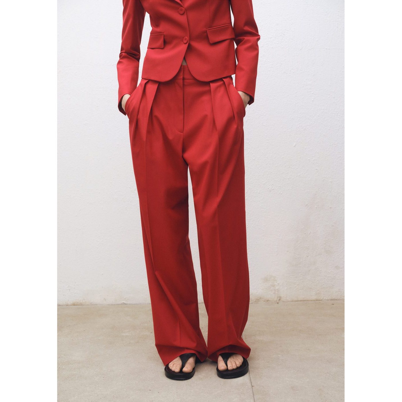 Pantalon Costume Wideleg Laine Mélangée