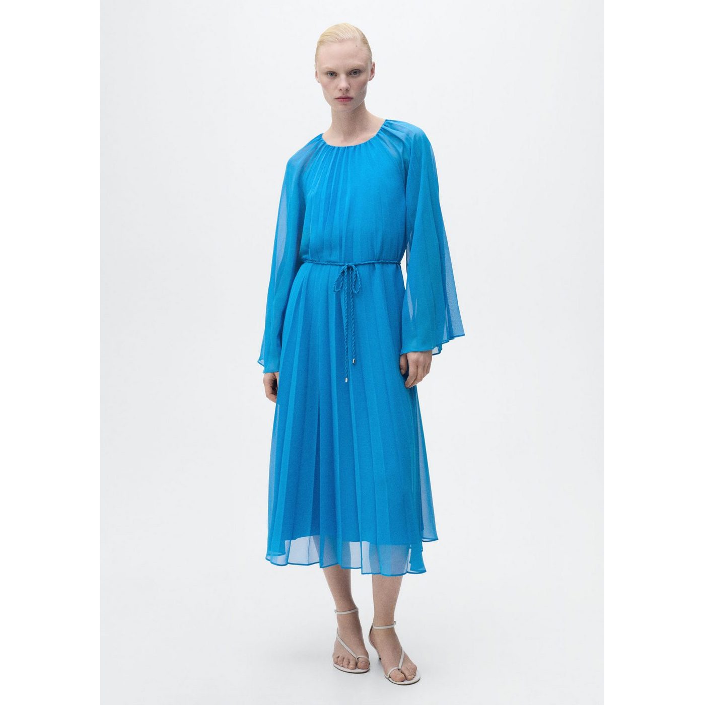 Robe Plissée Manches Cloche