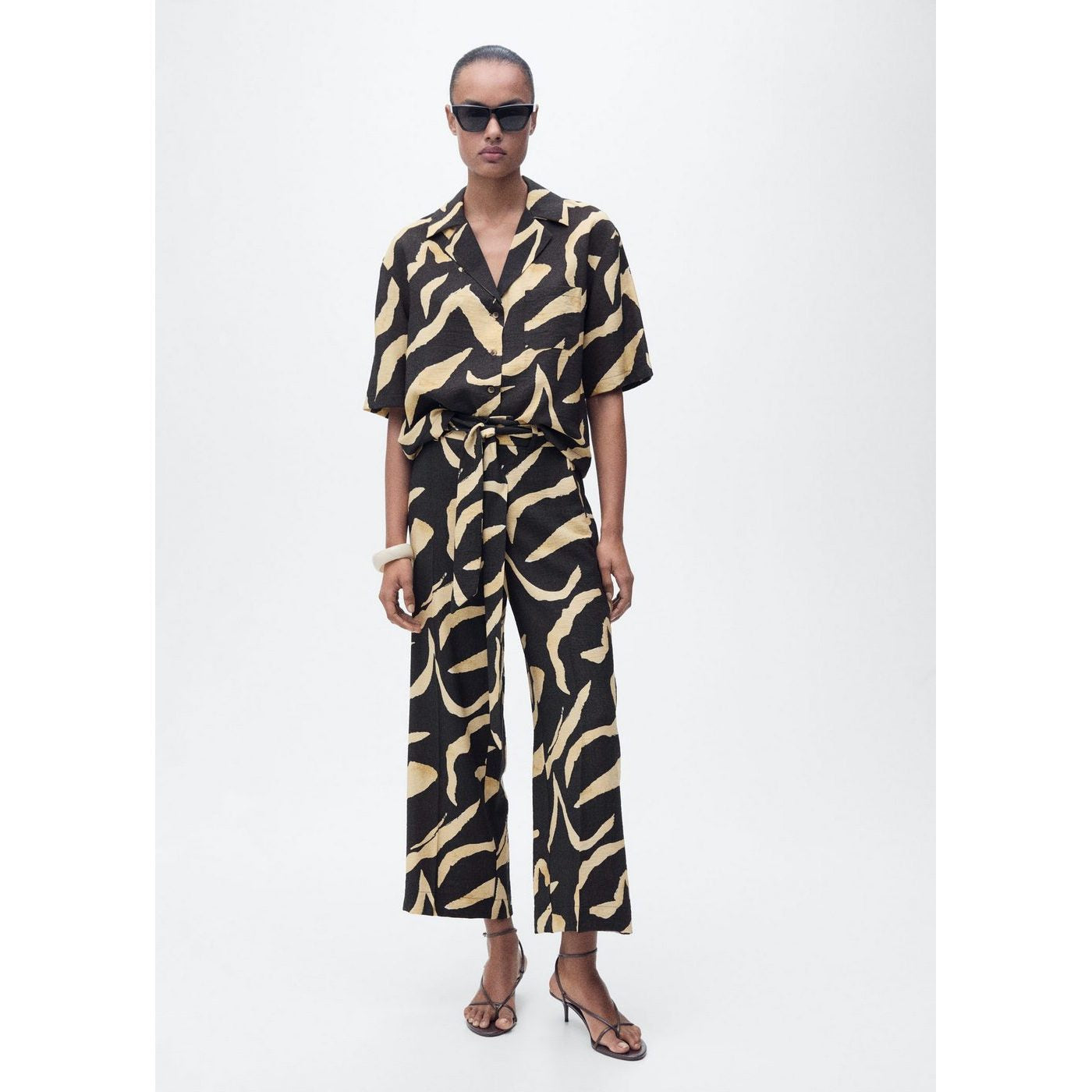 Pantalon Droit Imprimé Ceinture