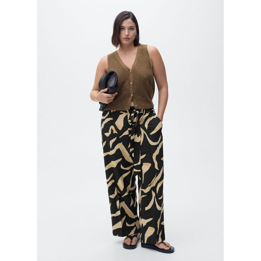 Pantalon Droit Imprimé Ceinture