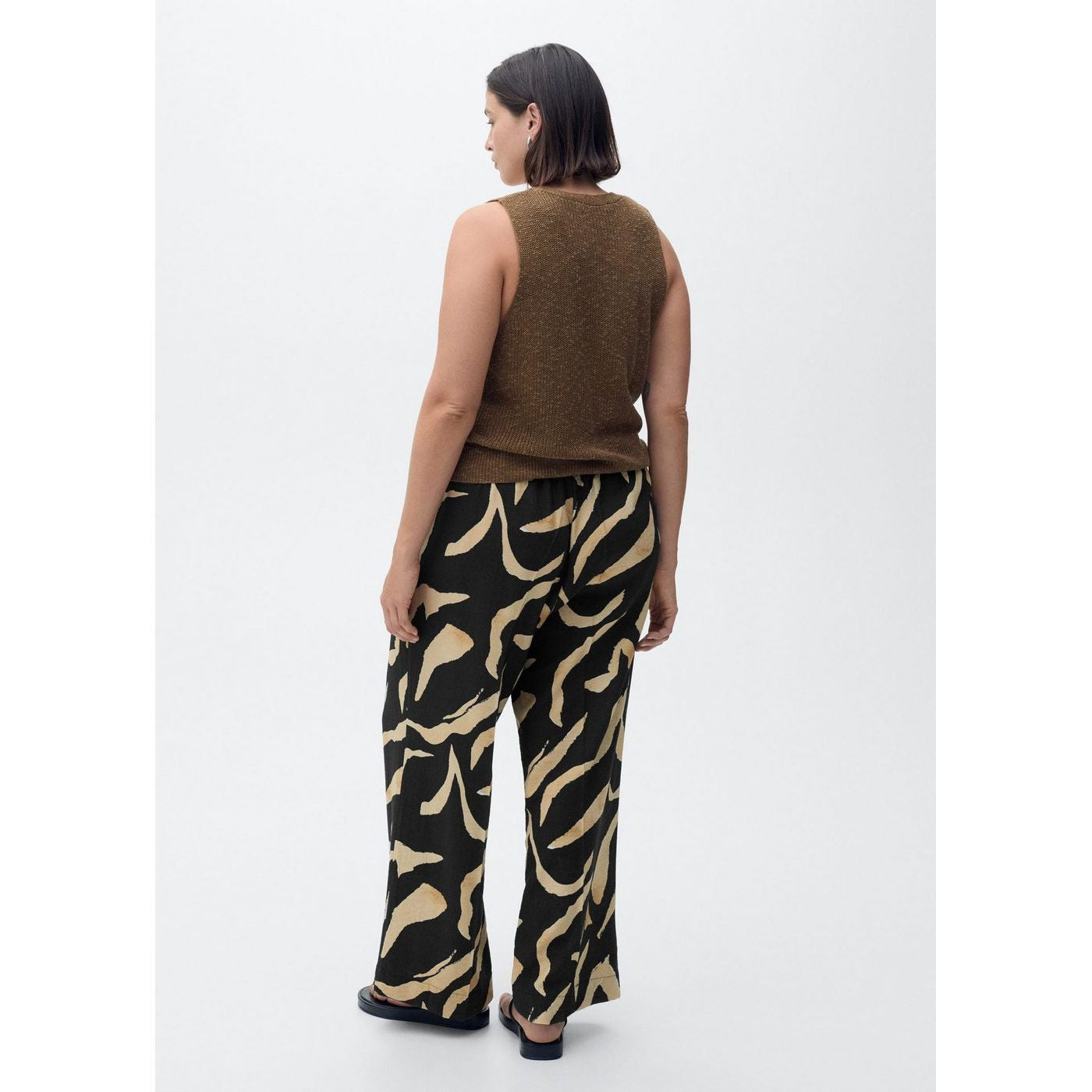 Pantalon Droit Imprimé Ceinture