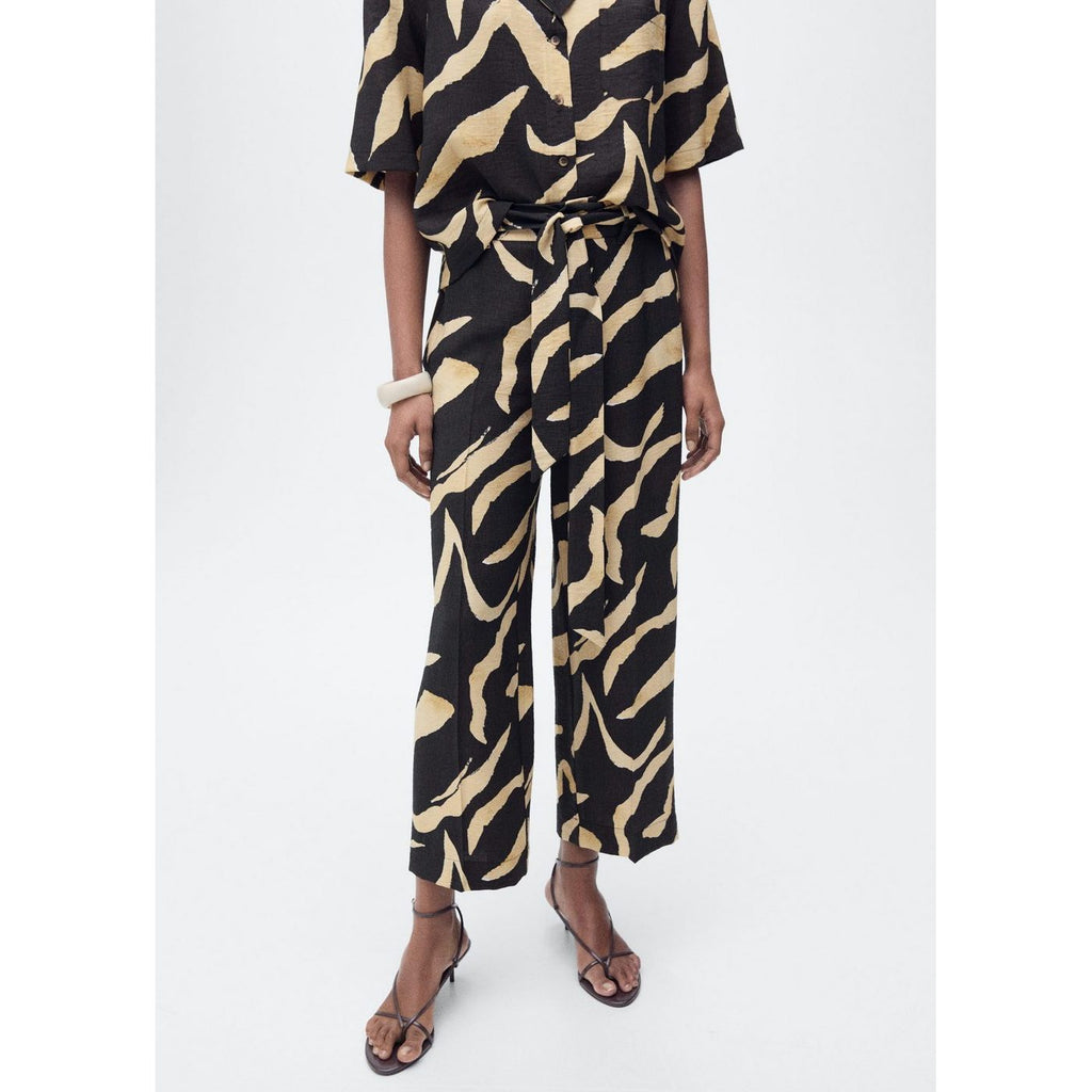 Pantalon Droit Imprimé Ceinture