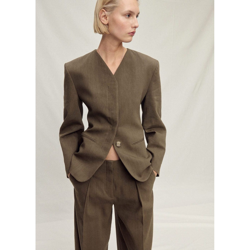 Veste Tailleur Lin Sans Manches